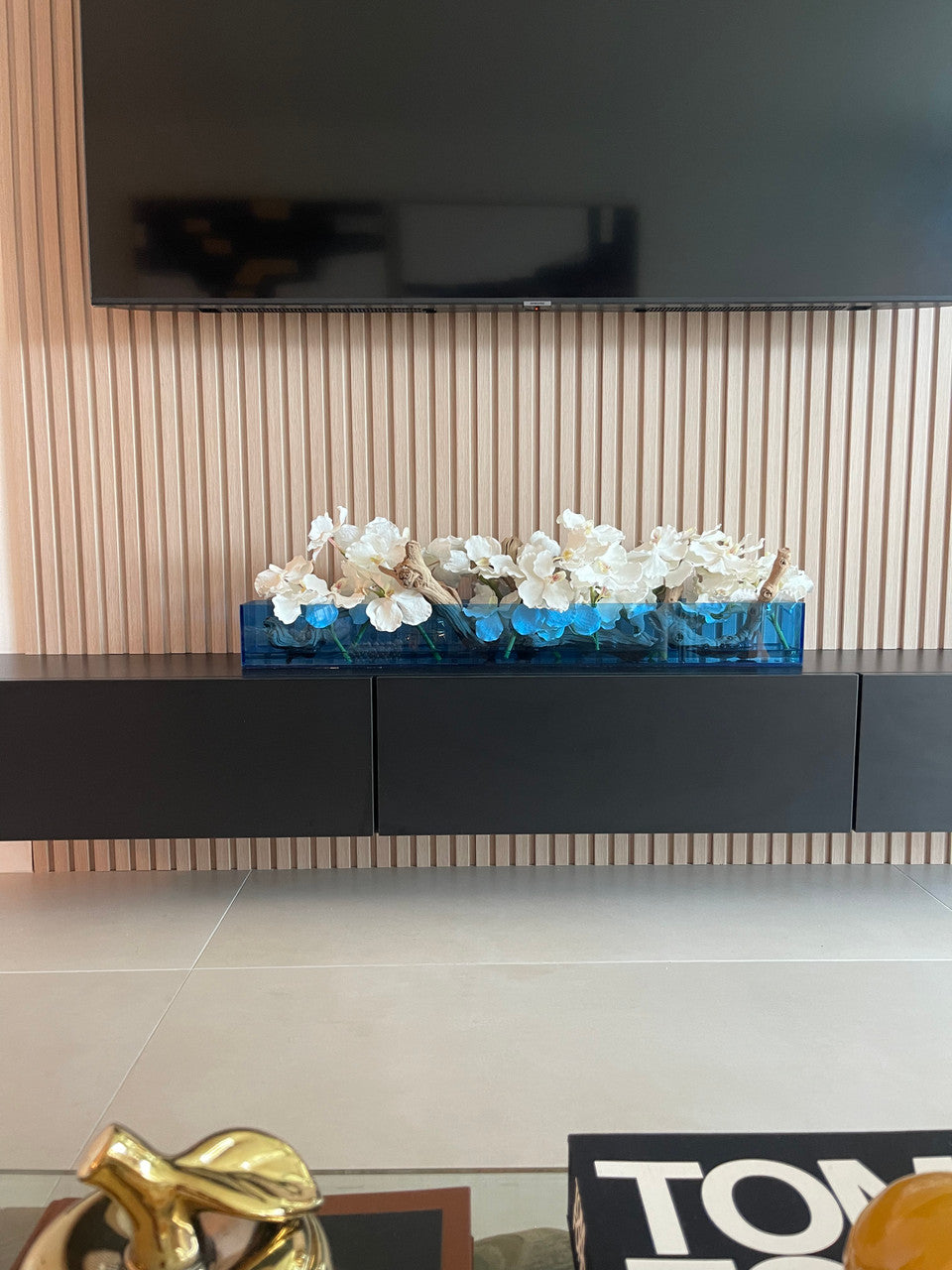 Orchidée Vanda — Collection Biarritz, 91 cm, bleu