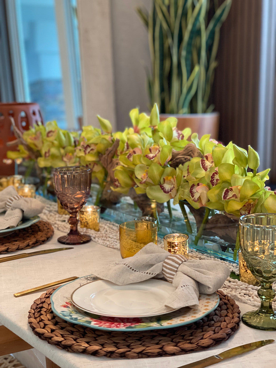 Orchidée Cymbidium — Collection Menton, 122 cm, vert