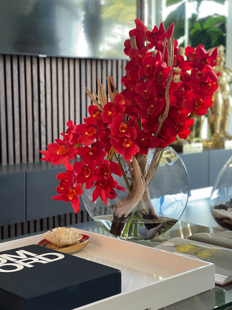 Orchidée Cymbidium | Signature Cannes, rouge