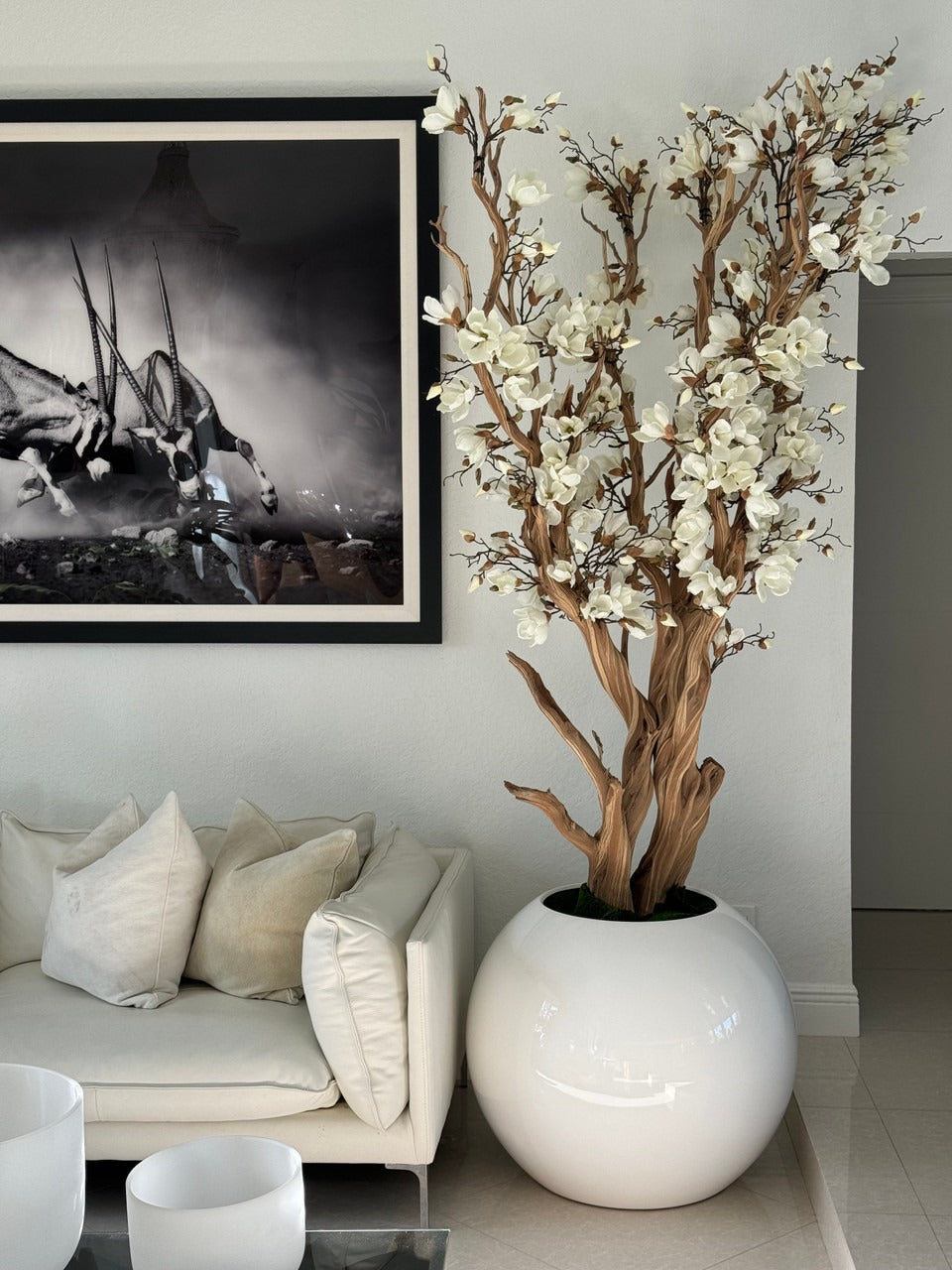 Composition Magnolia 76 cm | Signature Cannes, blanc brillant