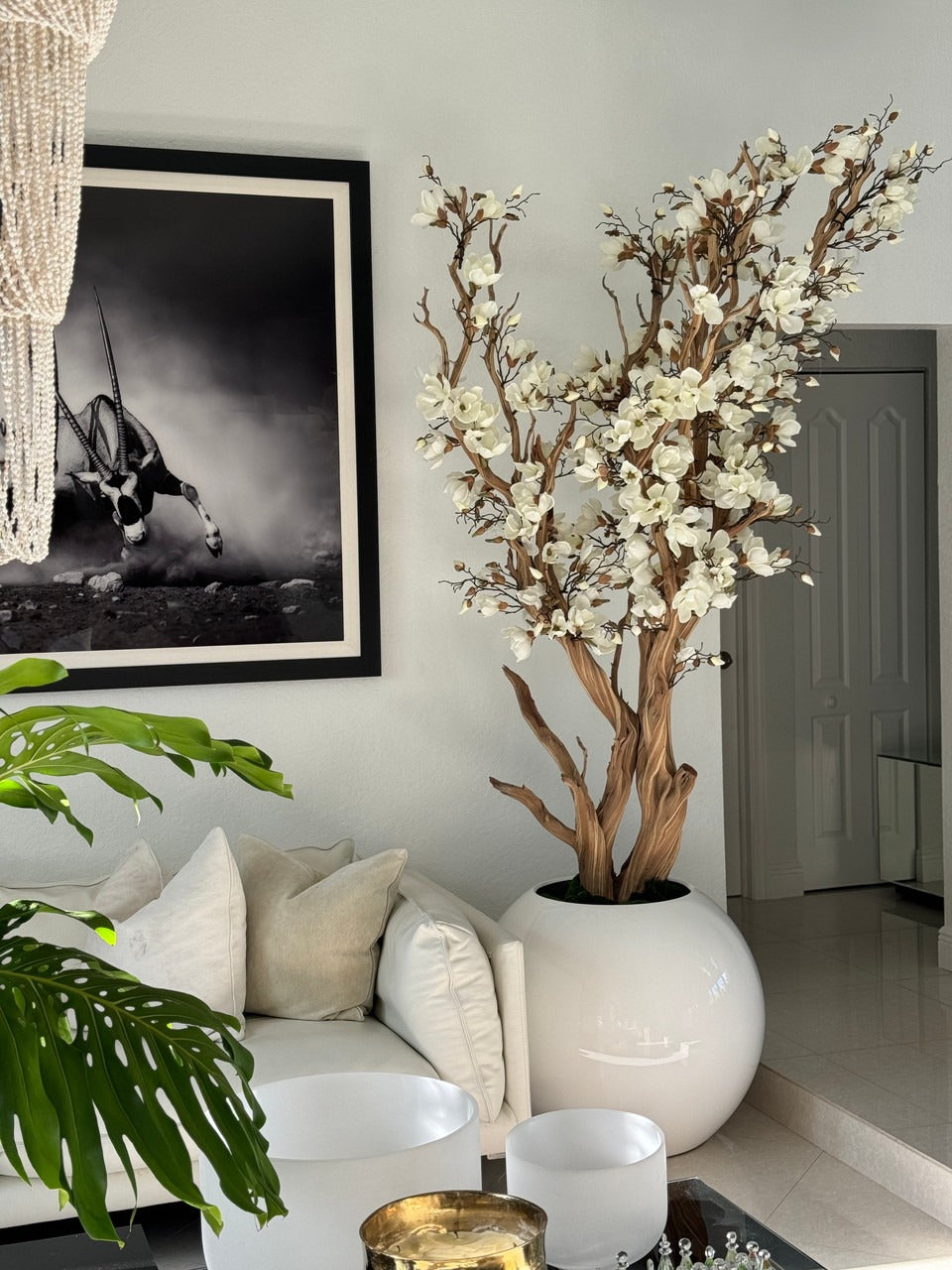 Composition Magnolia 76 cm | Signature Cannes, blanc brillant