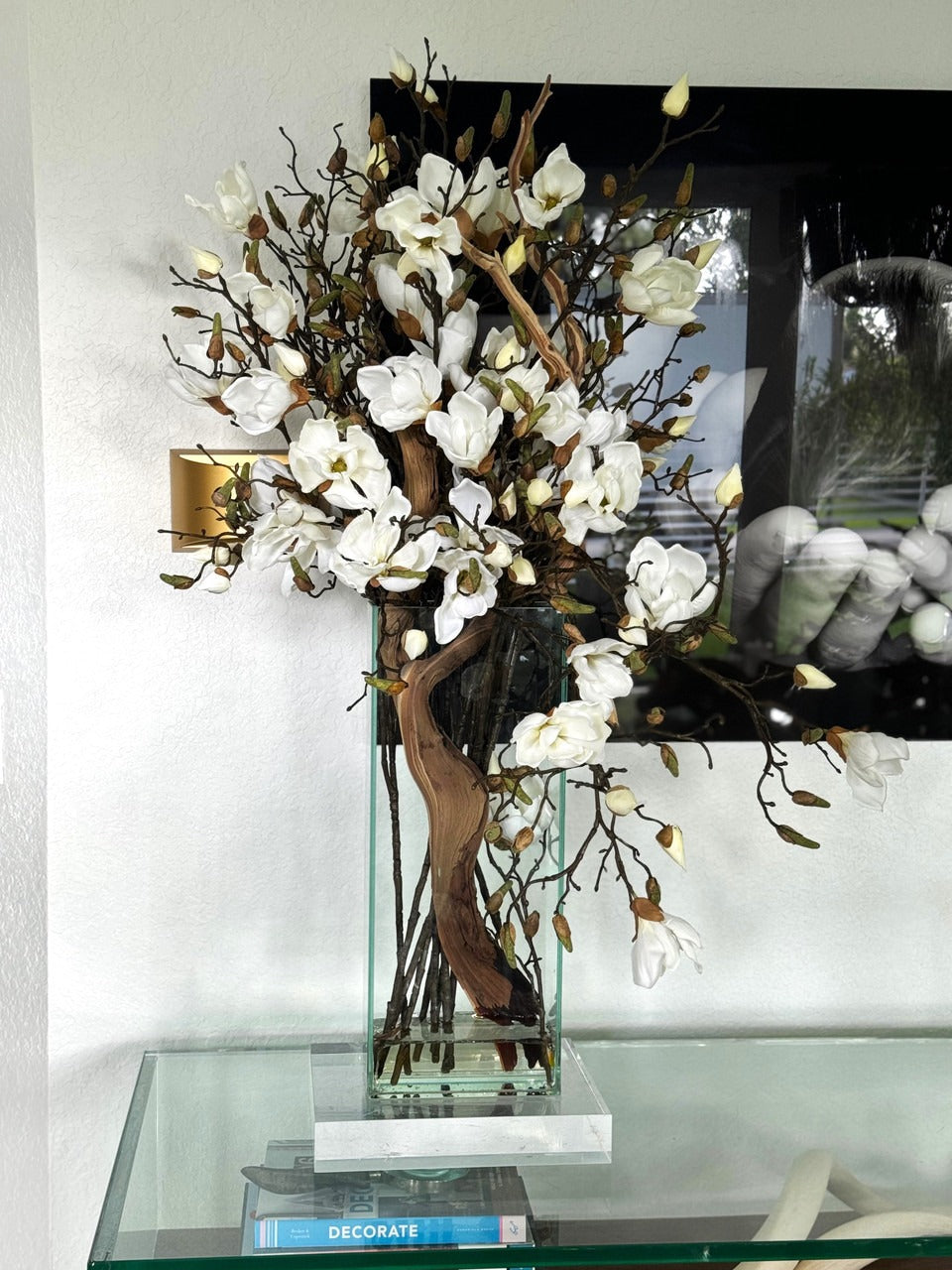 Composition Magnolia — Collection Camargue, 51 cm, blanc