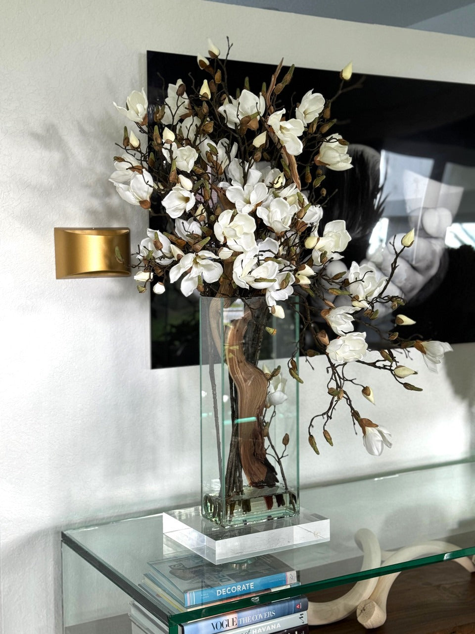 Composition Magnolia — Collection Camargue, 51 cm, blanc