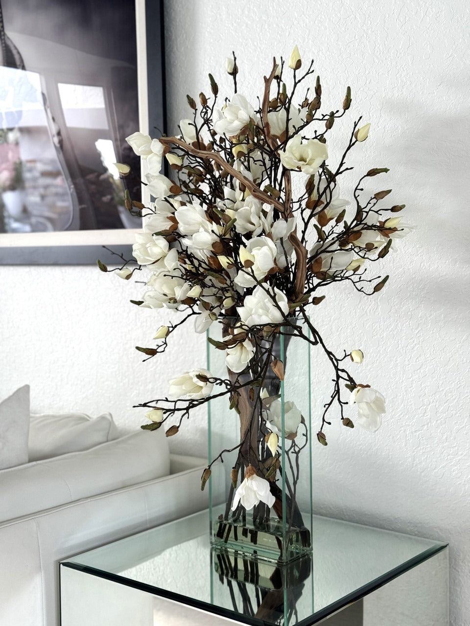 Composition Magnolia — Collection Camargue, 51 cm, blanc