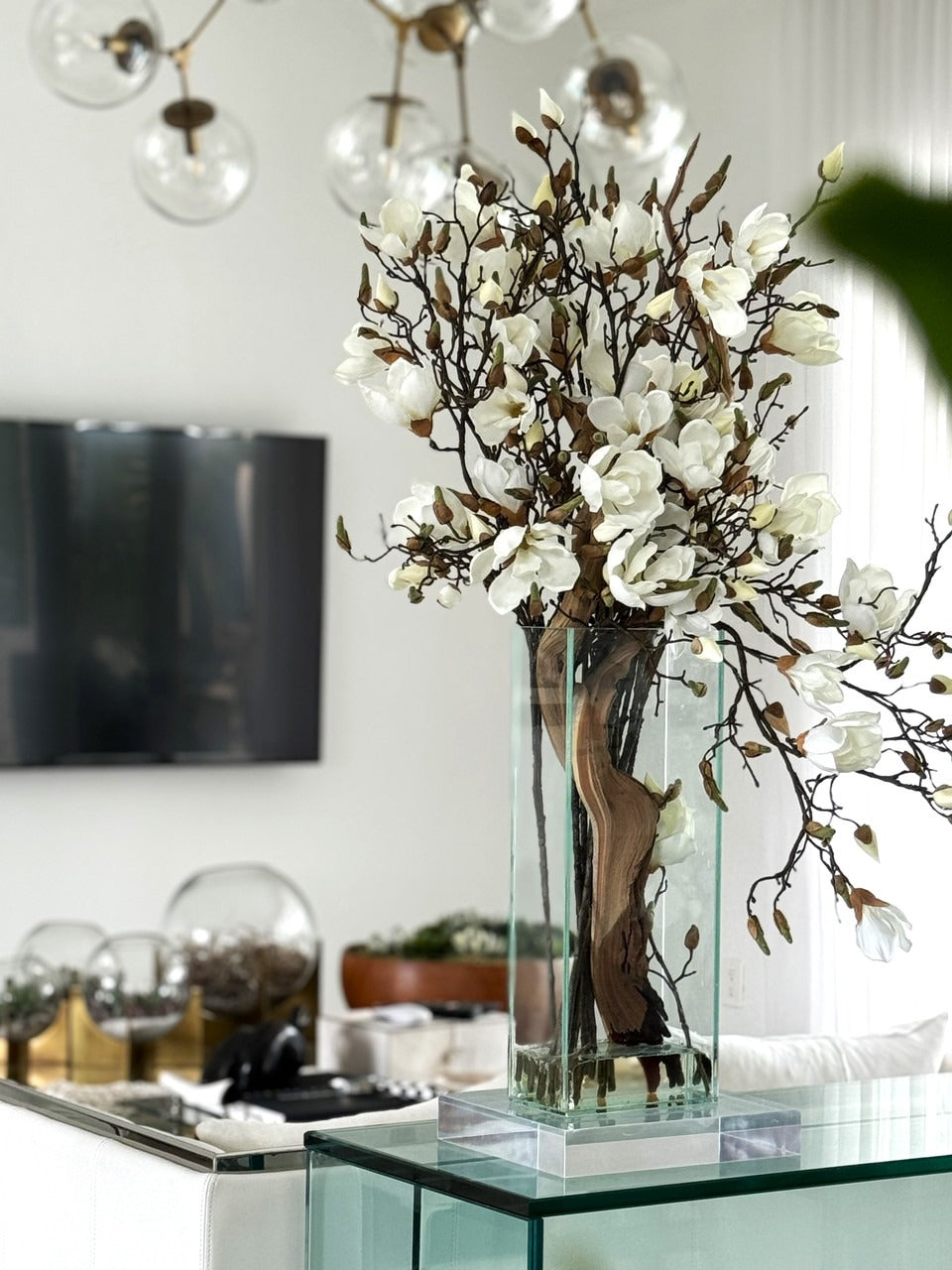 Composition Magnolia — Collection Camargue, 51 cm, blanc