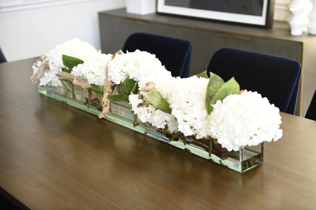 Composition Hortensias 122 cm · Édition Bourgogne, blanc