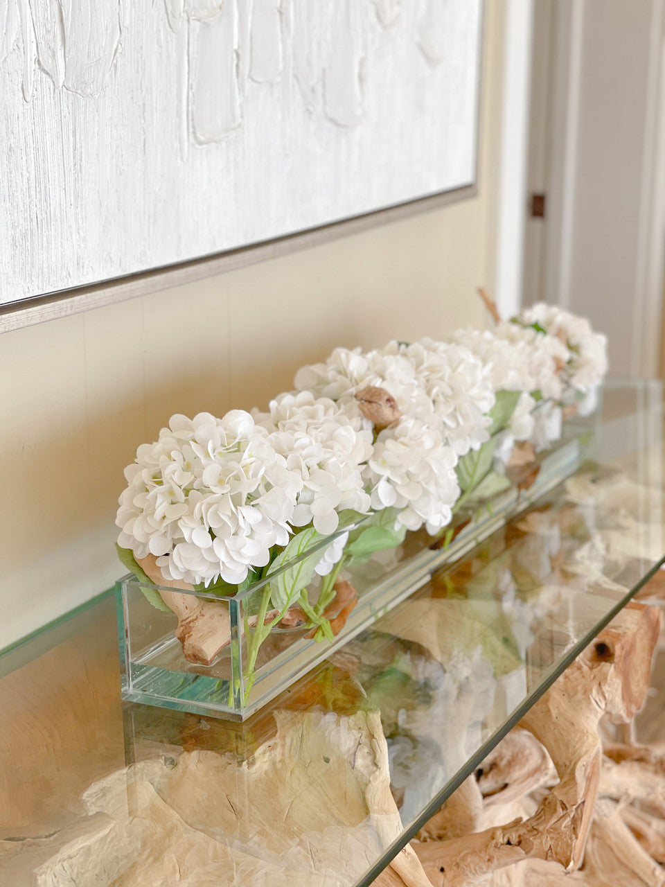 Composition Hortensias 122 cm · Édition Bourgogne, blanc
