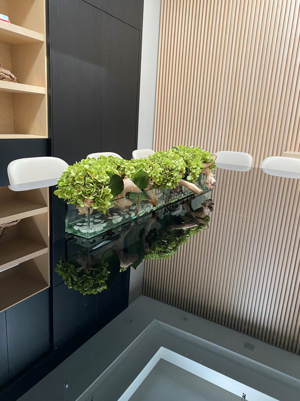 Composition Hortensias — Collection Loire, 122 cm, vert